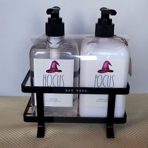 Rae Dunn Halloween hand soap and hand lotion.